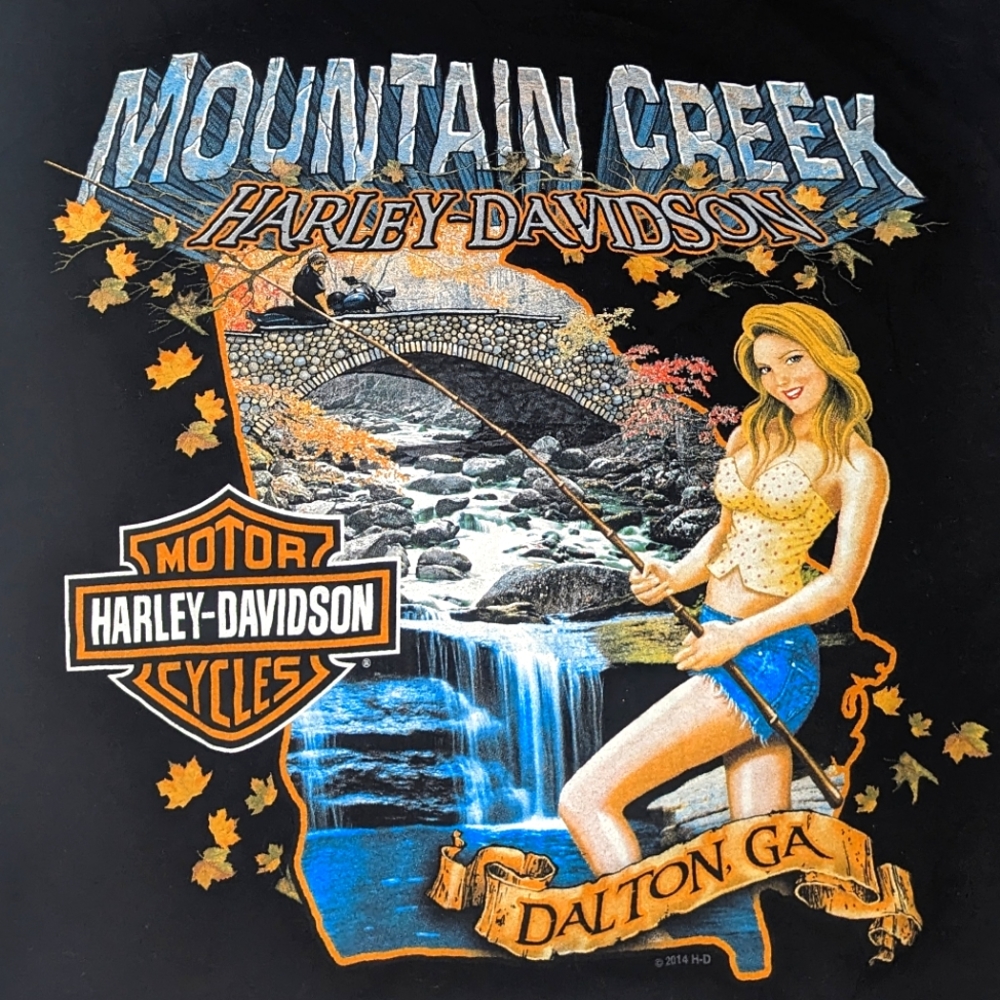 2017 Harley Davidson Mountain Creek Dalton GA Long Sleeve Flame Tee XL